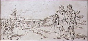 Les ouvriers de la route dérangés par les golfeurs, illustration du magazine 