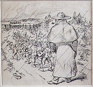 Les écoliers golfeurs sous la pluie, illustration du magazine 