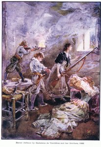 Défense héroïque par Madeleine de Verchères et ses frères 1692, vers 1920