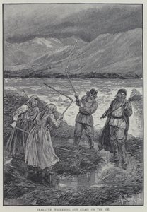 Paysans battant le grain sur la glace - Henry Sandham