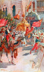 La procession des tapis sacrés devant le prince et la princesse de Galles au Caire, 5 février 1869