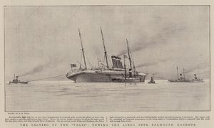 Le sauvetage du Paris, remorquant le paquebot dans le port de Falmouth - Henry Scott Tuke