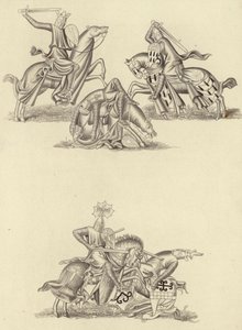 Chevaliers combattant, vers 1260 - Henry Shaw