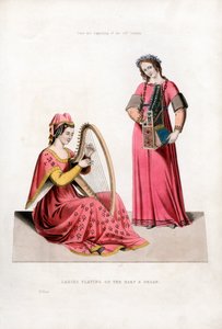 Dames jouant de la harpe et de l