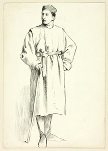 Homme debout tenant un bâton, main sur la hanche - Henry Stacy Marks