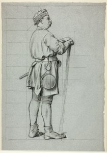 Homme debout, les mains posées sur un bâton - Henry Stacy Marks