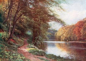 Sur la rivière Ayr, Ayrshire (lithographie couleur)