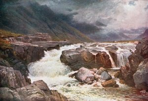 River Coe, Glencoe, Argyllshire (lithographie couleur)