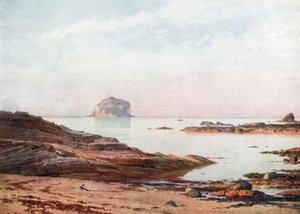 The Bass Rock - A Tranquil Evening (lithographie couleur) - Henry Sutton Palmer