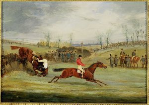 Une course de steeple, une autre haie - Henry Thomas Alken