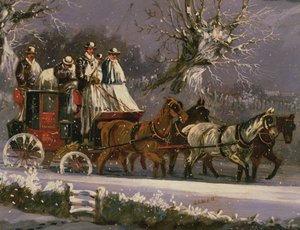 Diligence de Londres à Douvres dans la neige - Henry Thomas Alken