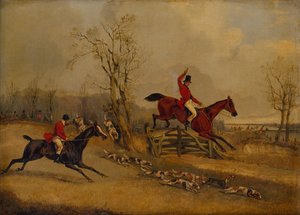 La rencontre, par-dessus la porte - Henry Thomas Alken