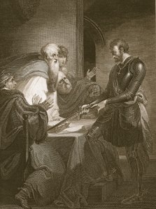 Earl Warenne justifiant les titres de ses domaines, gravé par J. Fittler, illustration de 