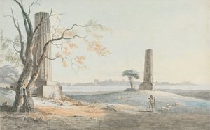 Vestiges du temple de Jupiter Olympien avec vue sur Ortygie, Syracuse