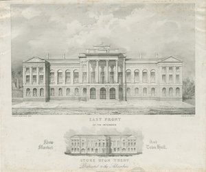 Stoke-upon-Trent - Nouveau marché et hôtel de ville prévu : lithographie - Henry Ward