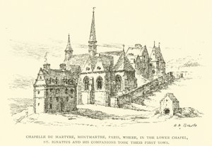 Chapelle du Martyre, Montmartre, Paris, où, dans la chapelle inférieure, Saint Ignace et ses compagnons ont prononcé leurs premiers vœux (gravure) - Henry William Brewer