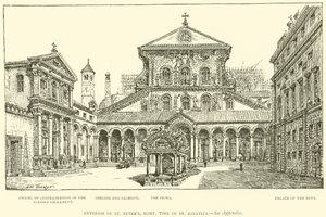 Extérieur de Saint-Pierre, Rome, époque de Saint Ignace (gravure) - Henry William Brewer