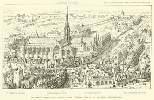 Old Broad Street et Austin Friars, Londres, époque de Saint Ignace (gravure) - Henry William Brewer