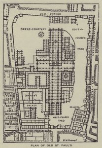 Plan de la vieille cathédrale St Paul - Henry William Brewer
