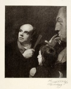 John Flaxman modelant le buste de William Hayley - Henry Wolf