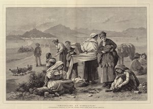 Contrebande à Gibraltar, les contrebandiers se préparant à passer la douane espagnole après avoir quitté Gibraltar - Henry Woods