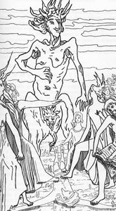Les adeptes de Satan piétinant le Christ. Dessin de Henry de Malvost tiré de « Satanisme et magie » par Jules Bois, 1895. Collection privée - Henry de Malvost
