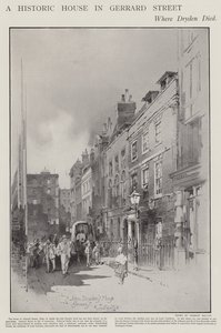 La maison de Gerrard Street, Londres, où le poète John Dryden est mort en 1700 (lithographie) - Herbert (after) Railton