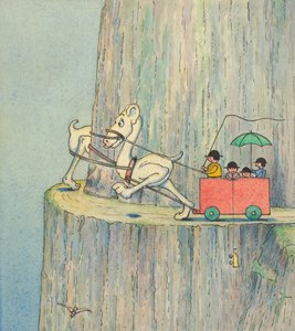 Figures montant une route de falaise, c.1910 - Herbert E. Crowley