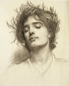 Figure avec une couronne de laurier