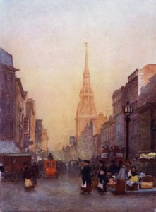 Cheapside, église Bow au loin (lithographie en couleur) - Herbert Menzies (after) Marshall