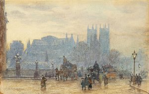 Abbaye de Westminster depuis le Pont de Westminster 1892 - Herbert Menzies Marshall