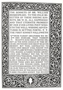 Riccardi Press : Page des Sonnets de Shakespeare, vers 1914 - Herbert Percy Horne