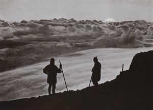 Coucher de soleil depuis le sommet du Fuji - Herbert Ponting