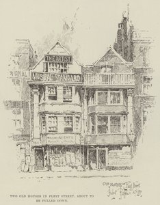 Deux vieilles maisons dans Fleet Street, sur le point d