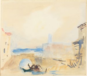 Une gondole passant sous un pont à Venise - Hercules Brabazon Brabazon