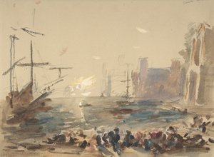 Paysage marin recto, croquis indéchiffrable verso, 1840-1906 - Hercules Brabazon Brabazon