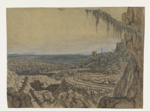 Vue lointaine avec une route et des branches moussues - Hercules Segers