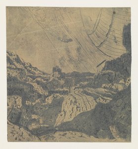 Paysage rocheux avec une gorge, première version - Hercules Segers