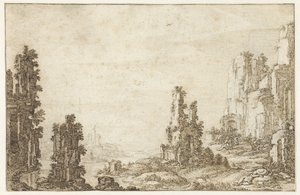 Paysage avec ruines