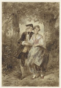 Couple amoureux dans la forêt - Herman Frederik Carel ten Kate