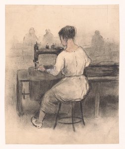 Femme à la machine à coudre - Herman Heijenbrock