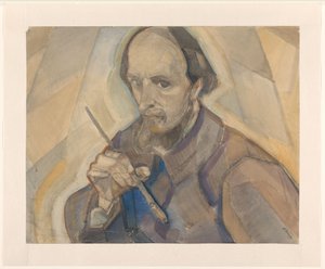 Autoportrait avec pinceau - Herman Kruyder (signed by artist)