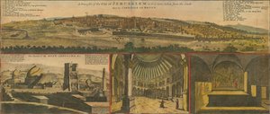 Vues de Jérusalem dans les années 1730, détail de la carte par Herman Moll