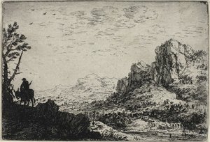 Un voyageur monté sur une mule, extrait de Six paysages - Herman Saftleven