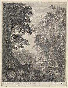 Paysage de montagne avec une cascade - Herman van Swanevelt