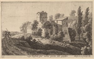 Ferme au-delà de la Porta del Popolo - Herman van Swanevelt
