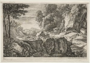 Quatre paysages : La petite cascade - Herman van Swanevelt