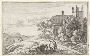 Bâtiment avec une tour carrée (Titreblad en twaalf gezichten op Rome)
