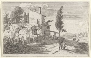 Auberge dans les ruines du palais impérial (Page de titre et douze vues de Rome)