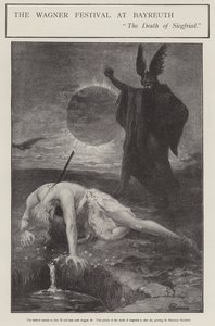 Le Festival Wagner à Bayreuth : la Mort de Siegfried (lithographie) - Hermann (after) Hendrich